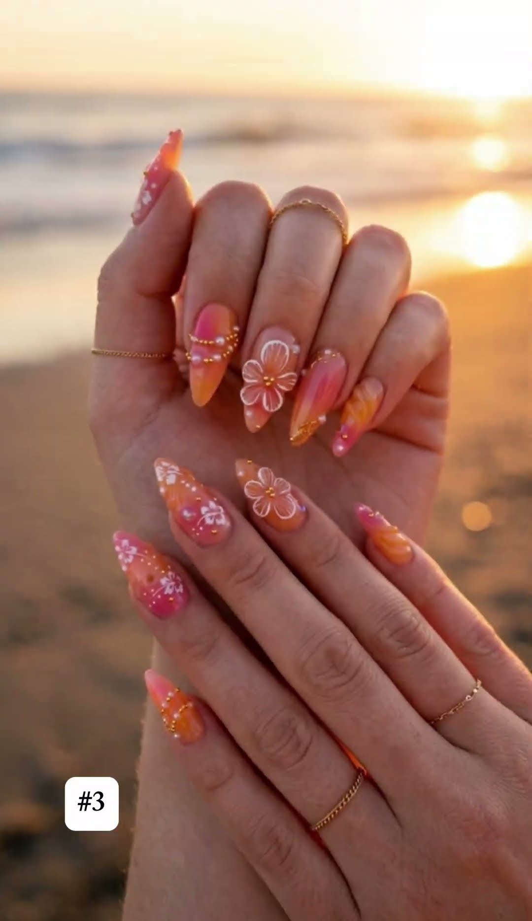 Almond-shaped nails with colorful summer nail designs